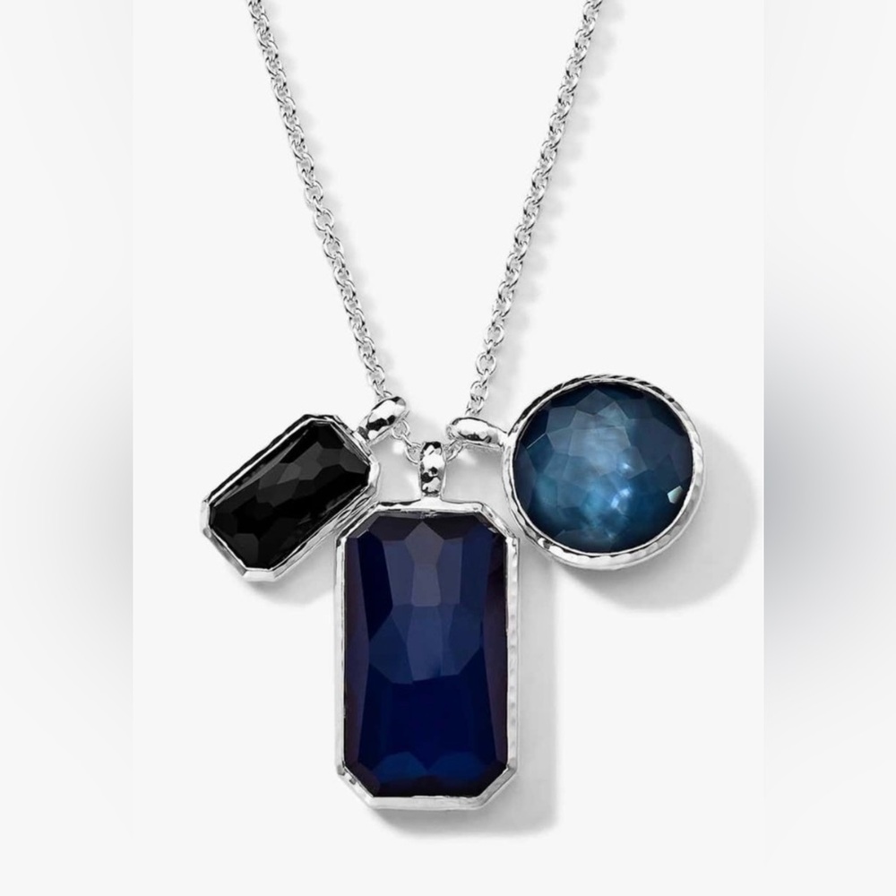 Ippolita Silver Necklace with Black, Navy and Deep Blue Gemstone Charms